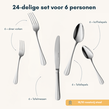 Sola Bestekset Hollands Glad - 18/10 RVS  - 24 delig / 6 personen