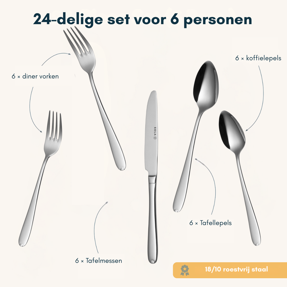 Sola Bestekset Fleurie - 18/10 RVS - 24 delig / 6 personen