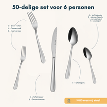 Sola Bestekset Florence - 18/10 RVS - 50 delig / 6 personen
