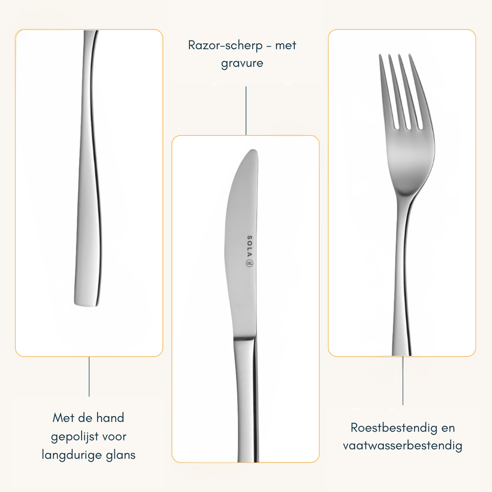 Sola Bestekset Lotus - 18/10 RVS - 50 delig / 6 personen