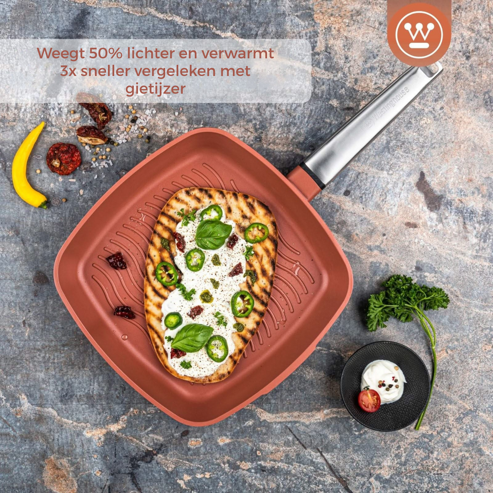 Westinghouse Grillpan Performance Rebel Red 28 x 28 cm - standaard anti-aanbaklaag