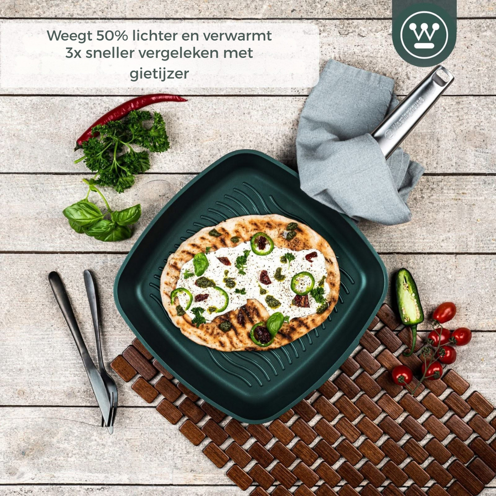 Westinghouse Grillpan Performance Gracious Green 28 x 28 cm - standaard anti-aanbaklaag