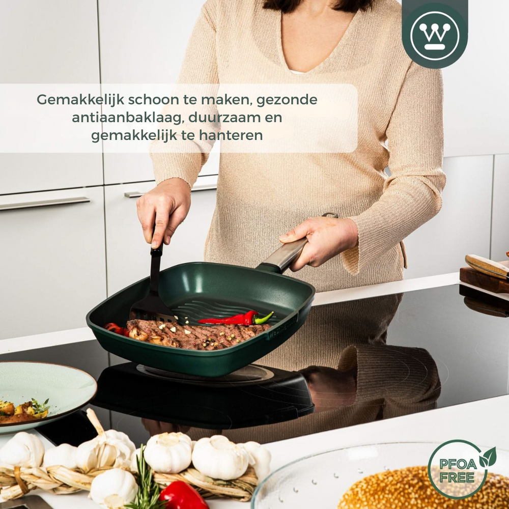 Westinghouse Grillpan Performance Gracious Green 28 x 28 cm - standaard anti-aanbaklaag