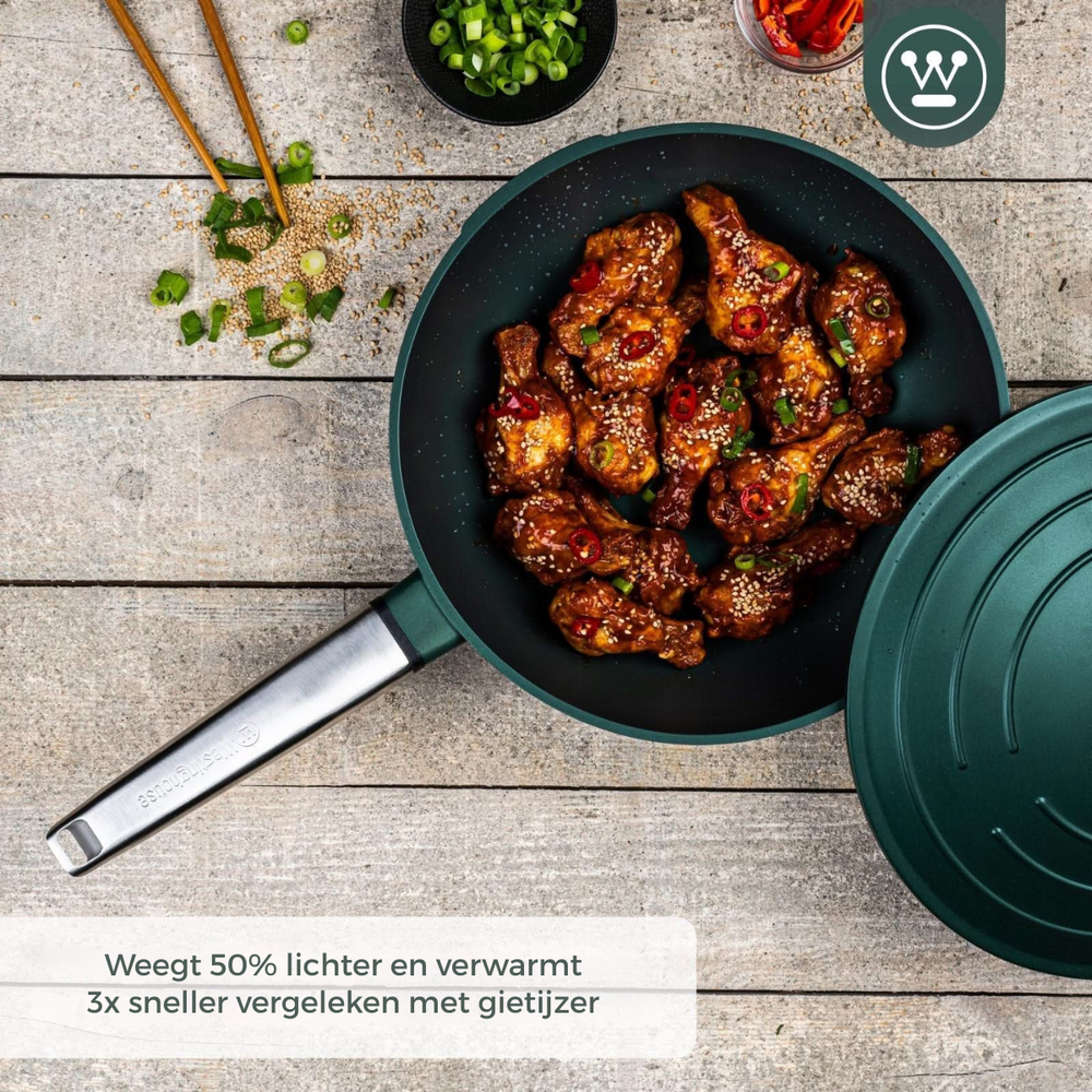 Westinghouse Wokpan Performance Gracious Green ø 28 cm - standaard anti-aanbaklaag