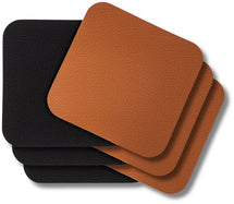 Jay Hill Coasters - Cuir Vegan - Noir / Cognac - double face - 10 x 10 cm - 6 pièces