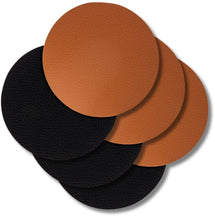 Jay Hill Coasters - Cuir Vegan - Noir / Cognac - double face - ø 10 cm - 6 pièces