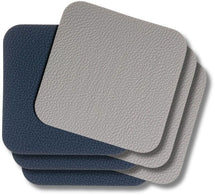 Jay Hill Coasters - Cuir végétalien - Gris / Bleu - double face - 10 x 10 cm - 6 pièces