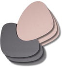 Jay Hill Coasters - Cuir Vegan - Gris / Rose - Bio - double face - 13 x 11 cm - 6 Pièces