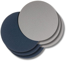 Jay Hill Coasters - Cuir végétalien - Gris / Bleu - double face - ø 10 cm - 6 pièces