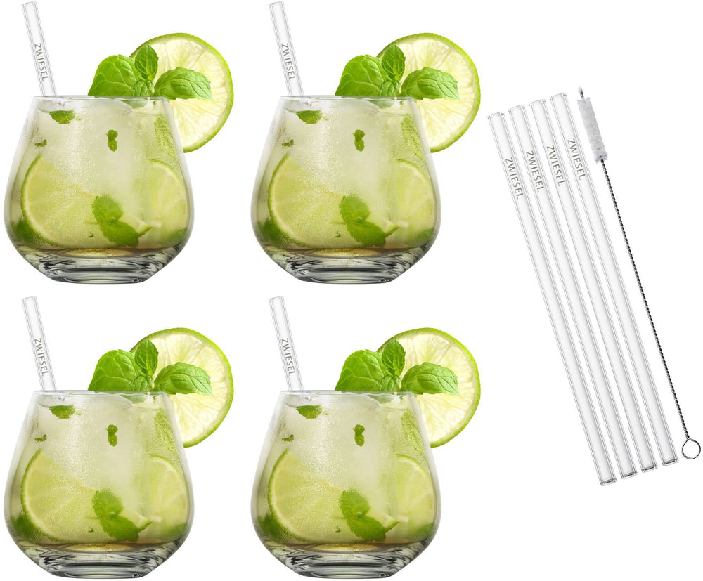 Schott Zwiesel Cocktailglazenset Vina - 4 delige set - met rietjes en borsteltje