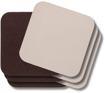 Jay Hill Coasters - Cuir végétalien - Marron / Sable - double face - 10 x 10 cm - 6 pièces