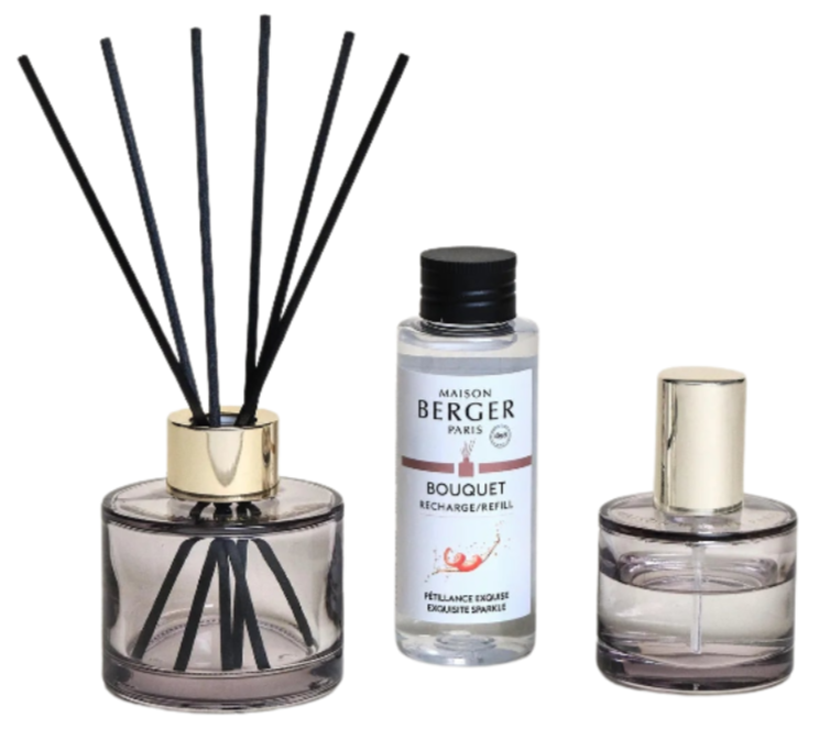 Maison Berger Giftset Duo Rosalie - Geurstokjes - Grijs - 80 ml & Roomspray 50 ml