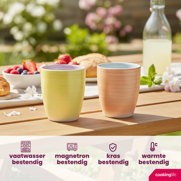 Cookinglife Koffiebekers Pastel Harmony 340 ml - 6 Stuks