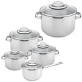 Batterie de cuisine Sola Pearl - 5 pièces - Compatible induction et évacuation descendante - Acier inoxydable - Casserole ø 16 / 18 / 20 / 24 cm - Casserole ø 16 cm