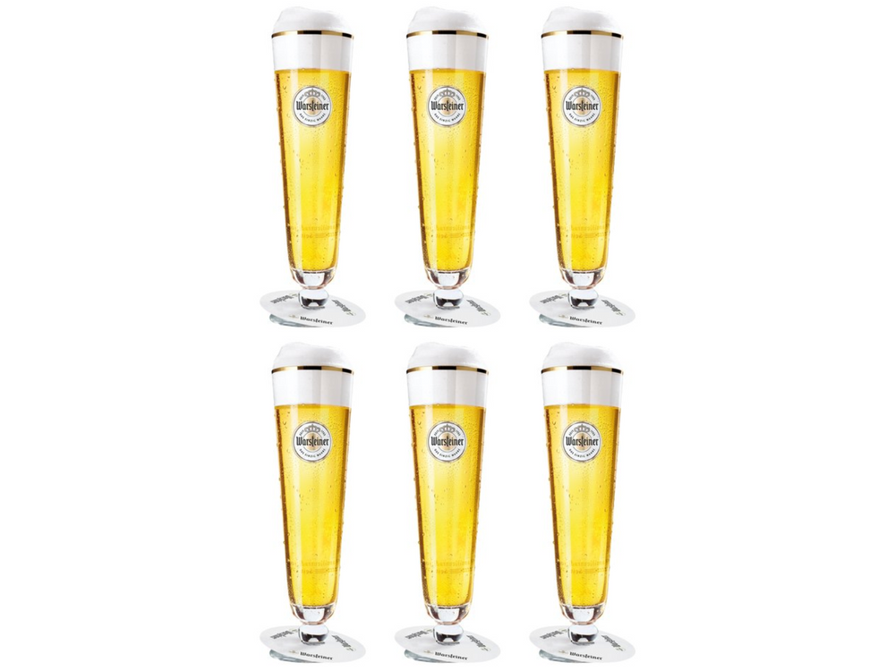 Verres à bière Warsteiner sur pied - 300 ml - 6 pièces