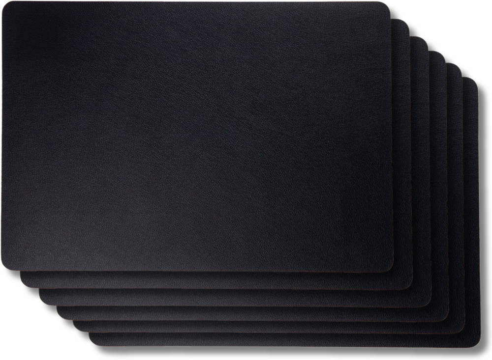 Jay Hill 6 Placemats + 6 Onderzetters - Vegan leer - Zwart