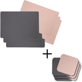 Jay Hill 6 Sets de Table + 6 Sous-Verres Rectangle - Cuir Vegan - Rose / Gris