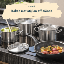 Sola Pannenset Profiline Deluxe - RVS - Kookpan ø 16, 18, 20 cm & Steelpan ø 16 cm - Inductie geschikt - 4 Delig