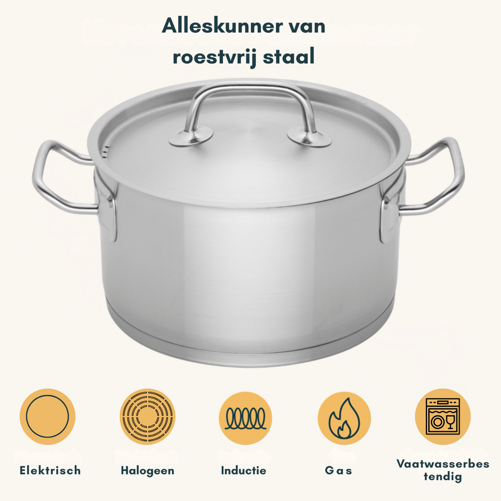 Sola Pannenset Profiline Deluxe - RVS - Kookpan ø 16, 18, 20 cm & Steelpan ø 16 cm - Inductie geschikt - 4 Delig