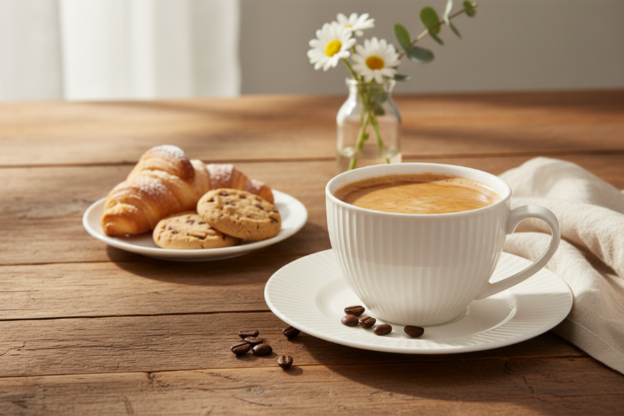 Cookinglife Kop en Schotel Siaki New Bone - Porselein - 240 ml - 6 stuks