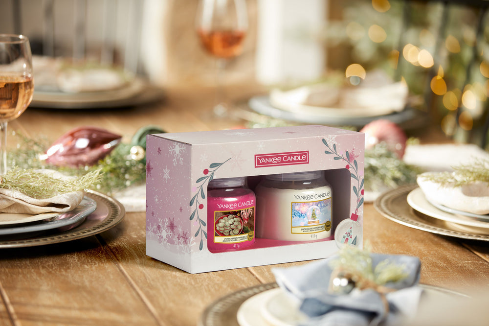 Yankee Candle Coffret Bougie Parfumée Boule à Neige Moyenne Pays des Merveilles - 2 Pièces