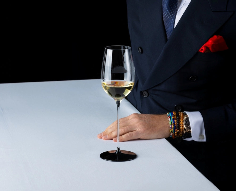 Riedel Wijnglazenset Fatto A Mano Black Tie - Bordeaux Grand Cru, Burgundy Grand Cru, Riesling & Oaked Chardonnay - 4 stuks