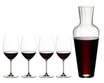 Riedel Wijnglazenset - Rode Wijnglazen - Veritas -  Cabernet / Merlot + Wine Friendly Decanter