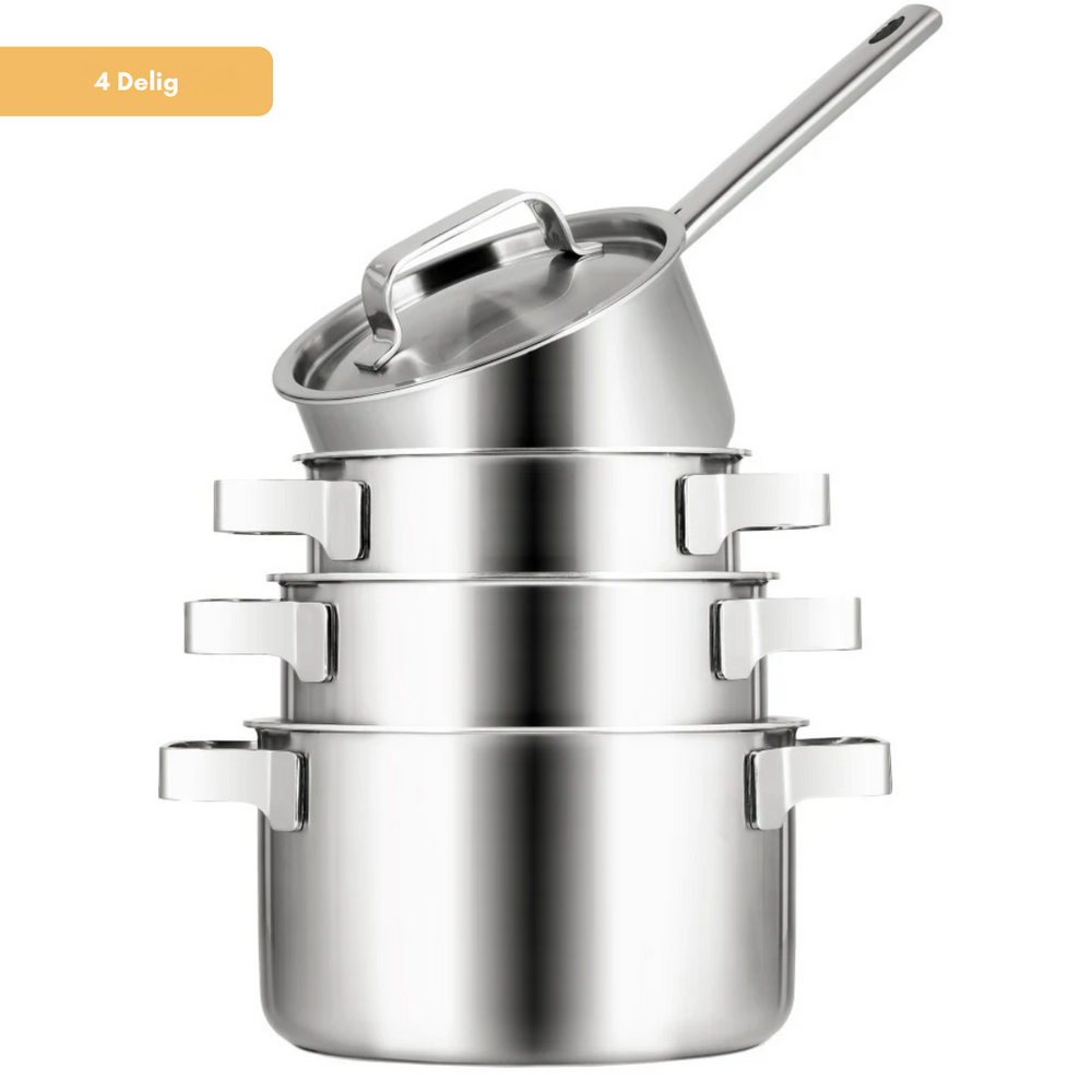 Sola Pannenset Ruby - RVS - Kookpan ø 16, 18, 20 cm & Steelpan ø 16 cm - Inductie geschikt - 4 Delig