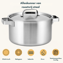 Sola Pannenset Ruby - RVS - Kookpan ø 16, 18, 20, 24 cm & Steelpan ø 16 cm - Inductie geschikt - 5 Delig