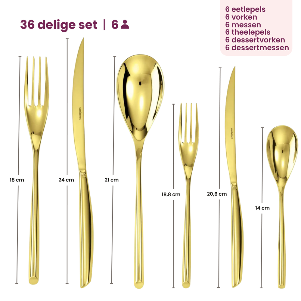 Sambonet Bestekset Bamboo Goud 36-Delig