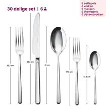 Sambonet Bestekset Linear - Zwart - 30 delig / 6 personen