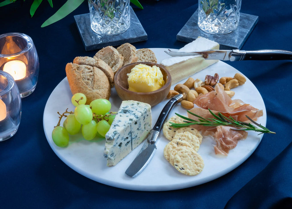 Planche à découper / Planche de service / Planche apéritif en marbre - Gris - ø 30 cm