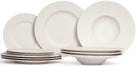 Villeroy & Boch Serviesset Manufacture Rock - Wit - 12-delig / 4 personen - 4 dinerborden, 4 ontbijtborden en 4 pastaborden