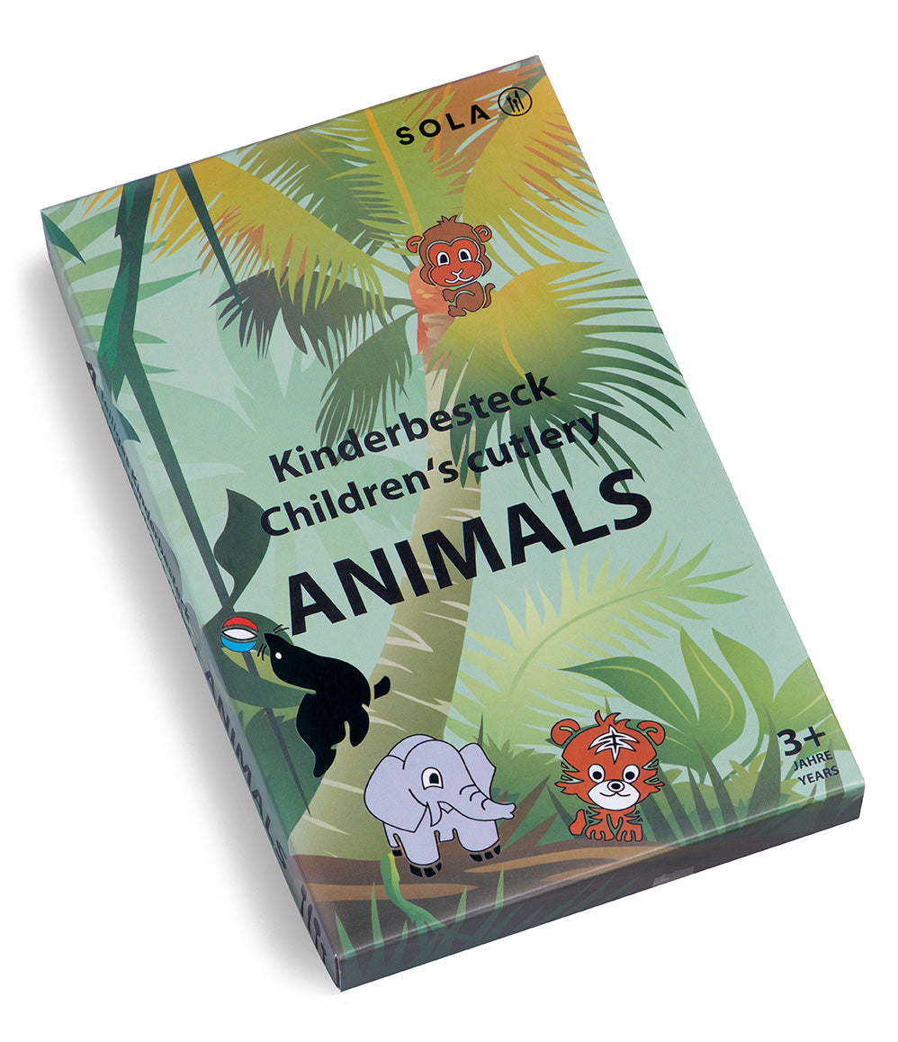 Sola Kinderbestek Jungle Dieren - 18/10 RVS - 4 delig