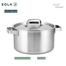 Sola Pannenset Ruby (Kookpan ø 16, 18, & 20 cm, Steelpan ø 16 cm) - Inductie geschikt - 4 Delig