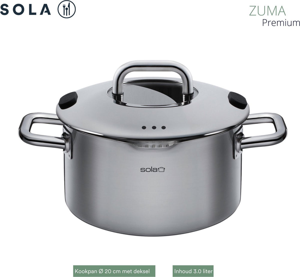 Sola Pannenset Zuma (Kookpan ø 16, 18, 20, 24 & Steelpan ø 16 cm) 5-delig