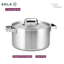 Sola Pannenset Ruby 7 Delig - Kookpan ø 16, 18, 20 en 24 cm en steelpan ø 16 cm & BEKA Koekenpannen Pro Induc ø 24 & 28 cm