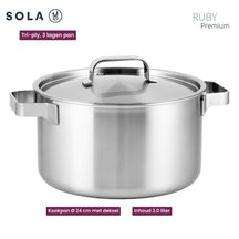 Sola Pannenset Ruby 7 Delig - Kookpan ø 16, 18, 20 en 24 cm en steelpan ø 16 cm & BEKA Koekenpannen Pro Induc ø 24 & 28 cm
