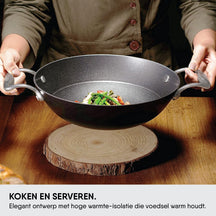 Stahl Cookware Wokpan Gietijzer Lichtgewicht - 28 cm - Ook inductie geschikt