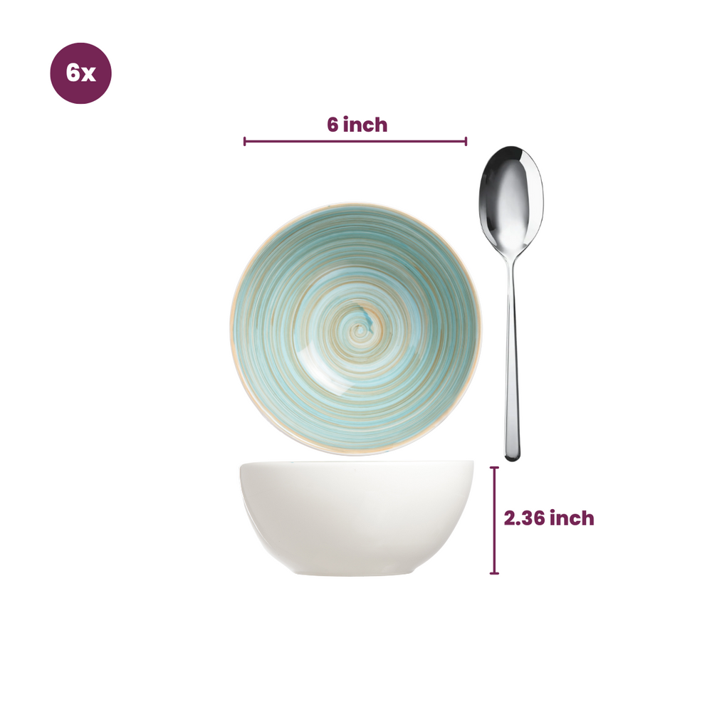 Cosy & Trendy Soepkommen Turbolino Blauw ø 15 cm - 6 stuks / 500 ml - 6 stuks