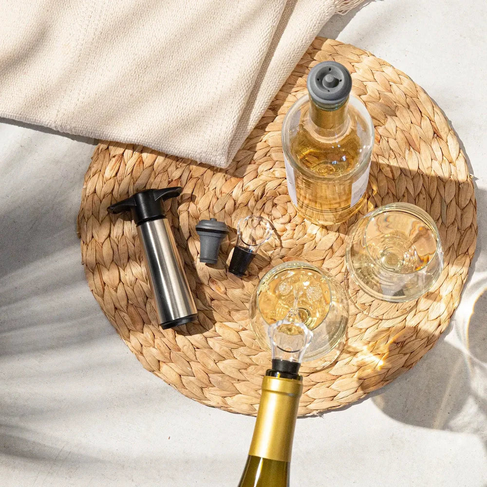 Vacu Vin Wijnpomp met 2 wijnstoppers - Wine Saver RVS - Zilver