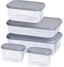Cookinglife Vershoudbakjes - Glas - Grijs - 5 Stuks