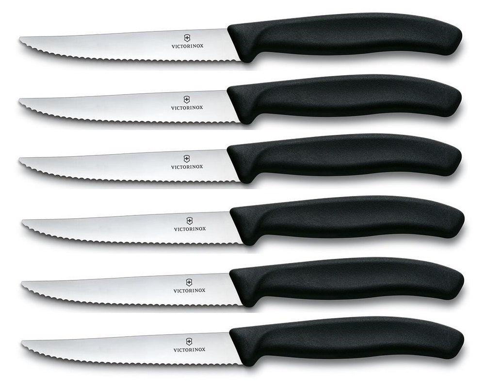 Victorinox Couteaux à Steak Swiss Classic - Noir - 6 pièces