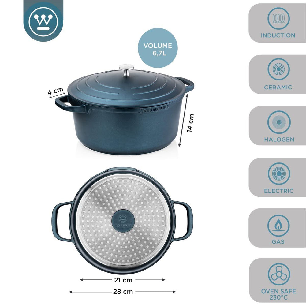 Cocotte Westinghouse Performance Bravery Blue - ø 28 cm / 6,7 litres