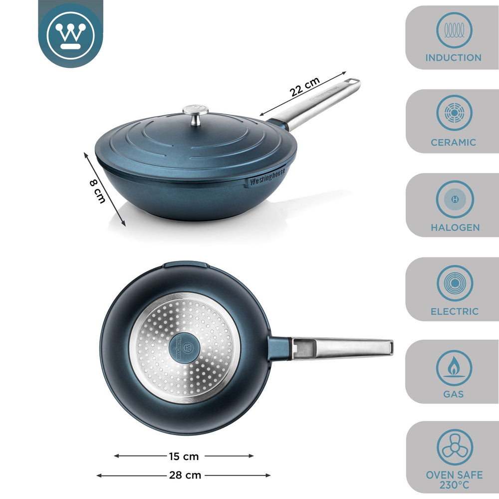 Westinghouse Wok Pan Performance - Bravery Blue - ø 28 cm - revêtement antiadhésif standard