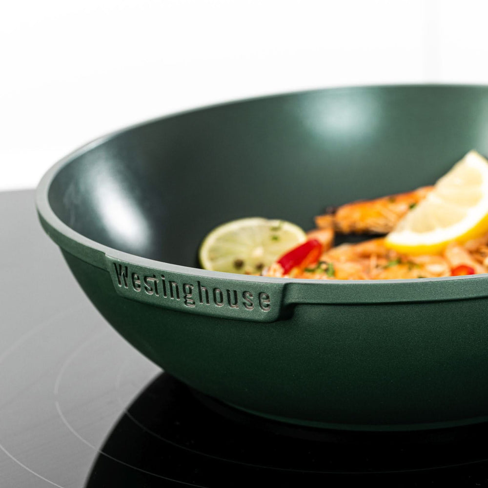 Poêle à wok Westinghouse Performance Gracious Green - ø 28 cm - Revêtement antiadhésif standard