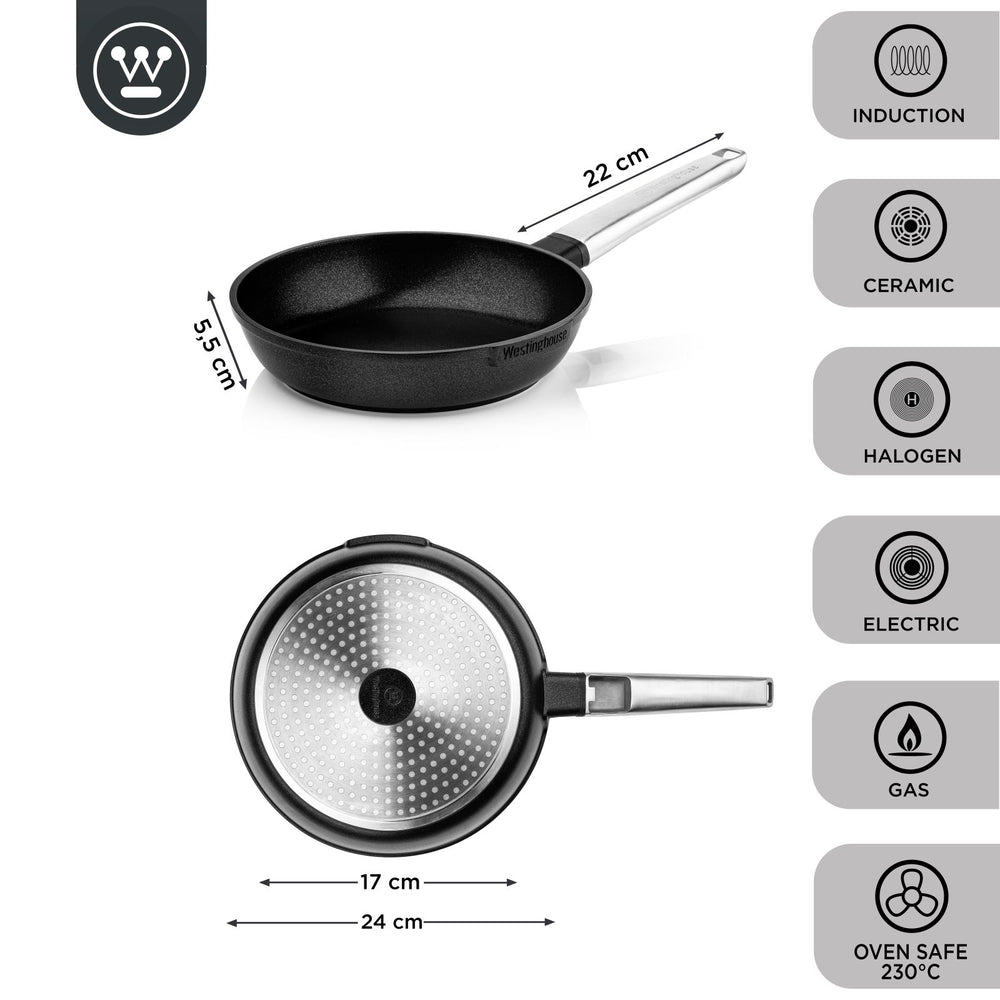 Poêle Westinghouse Performance Blissful Black - ø 24 cm - Revêtement antiadhésif standard