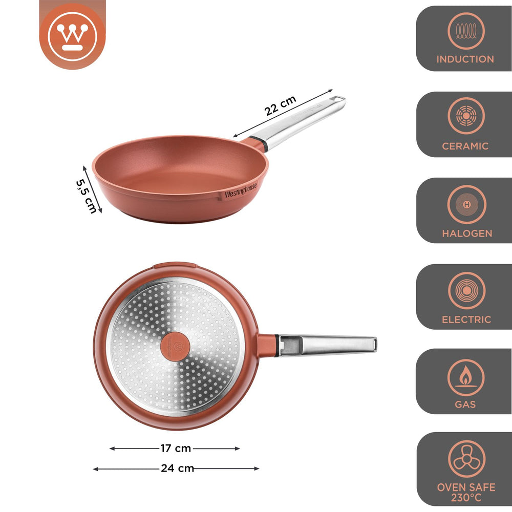 Westinghouse Koekenpan Performance - Rebel Red - ø 24 cm - standaard anti-aanbaklaag