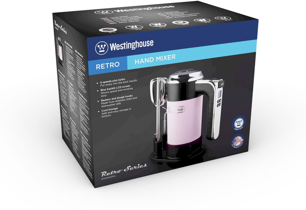 Westinghouse Batteur à main Retro Collections - 6 réglages - rose - WKHM250PK