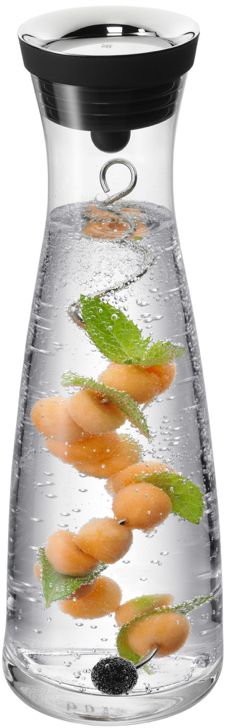 WMF Basic Waterkaraf - Drupvrij - Incl. Fruitfilter - Zwart / Zilver - 1.5 liter